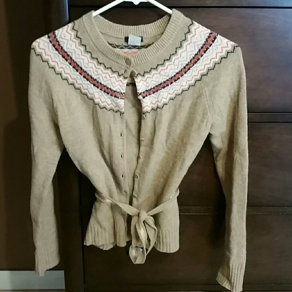 Lambswool longsleeve, tie waist sweater